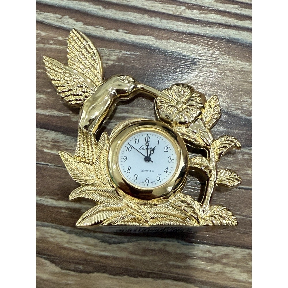 Quartex Hummingbird Miniature Gold ToneQuartz Battery Operated 2.75" Tall